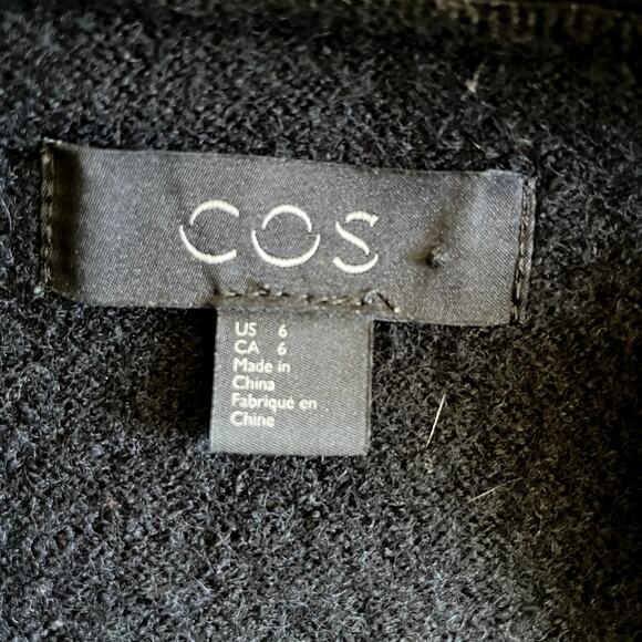 COS Boiled Wool Black Cocoon Cardigan Zip Coat - Size 6 - Picture 5 of 6